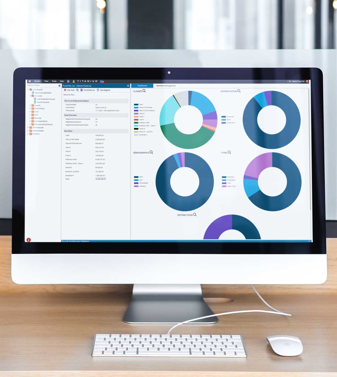 Desktop Screen Showing UNITISE - Funds Management Software